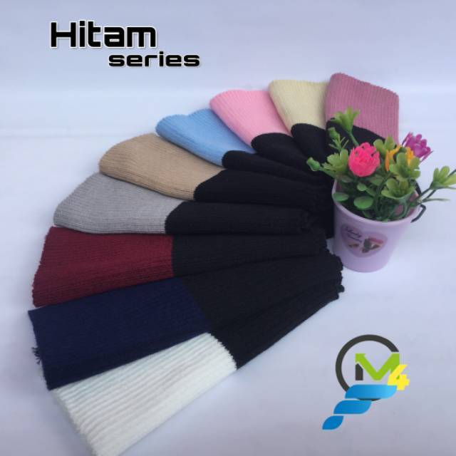 CIPUT RAJUT PREMIUM BANDANA 2 WARNA SERIAN HITAM  inner rajut inner hijab