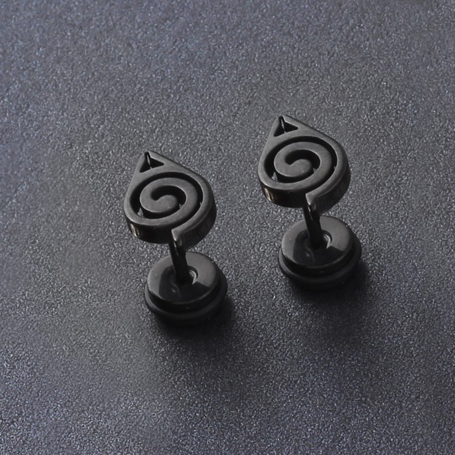 Anting Titanium Steel Hypoallergenic Anime Naruto Unik Modis Trendi Keren Gaya Hip-Hop Anting Perempuan Pria