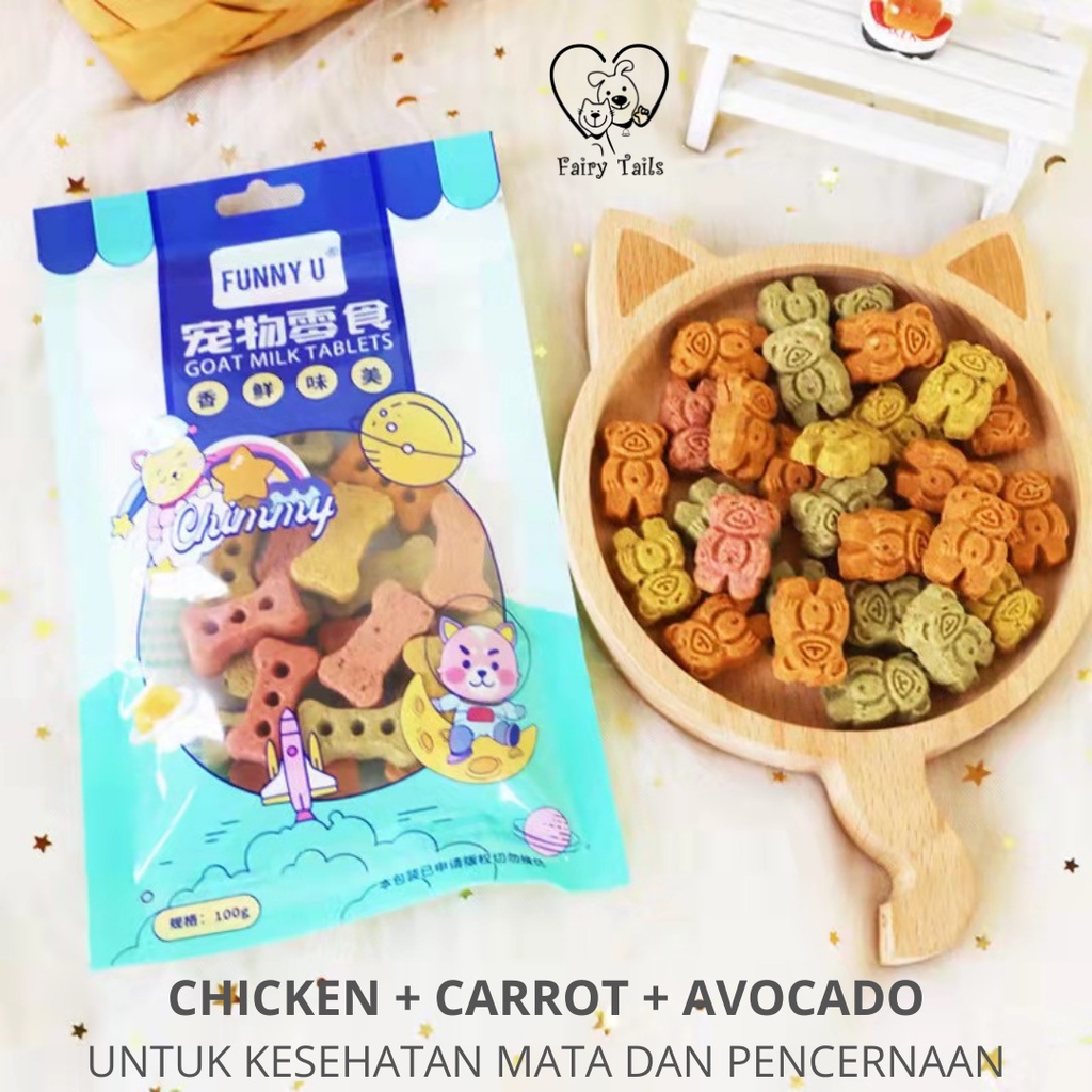 [ORIGINAL] [KEMASAN BARU] [UPGRADED FORMULA] Snack Kalsium Biskuit Anjing Treat Stick Cemilan Sehat Dari Daging Buah Susu Kambing dan Sayur Segar / Dog Snack Dental Calcium Chicken Beef Salmon Fruits Vegetable Tablet Biscuit | Makanan Fresh Meat Food