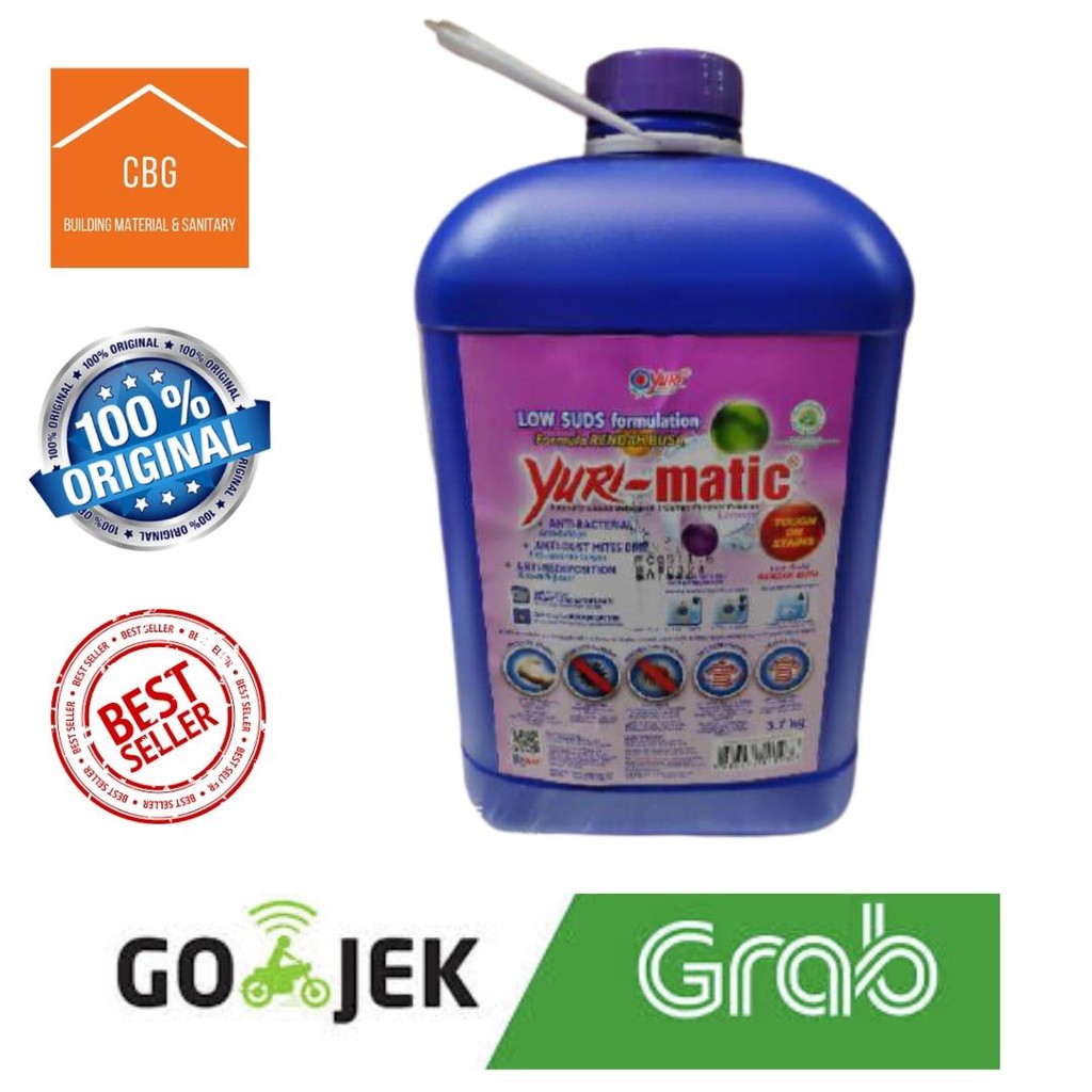 YURI MATIC Jerigen 3.7 Liter Tough Stains Deterjen Cair (Romantic Blue) Removes Sweat Smell