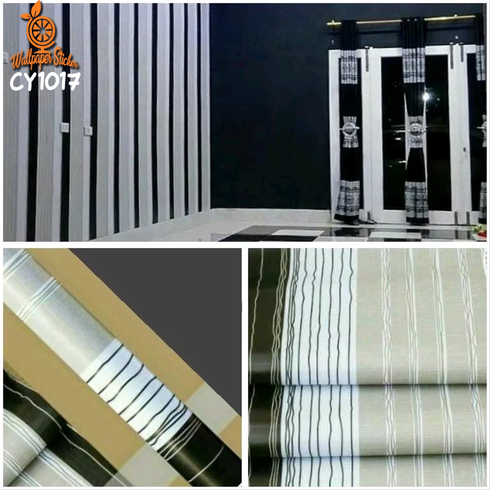 Wallpaper Dinding 9 Meter x 45cm Wall Stiker Motif polos Motif Salur Stiker Dinding Ruang Tamu Dan Kamar Tidur - DR88