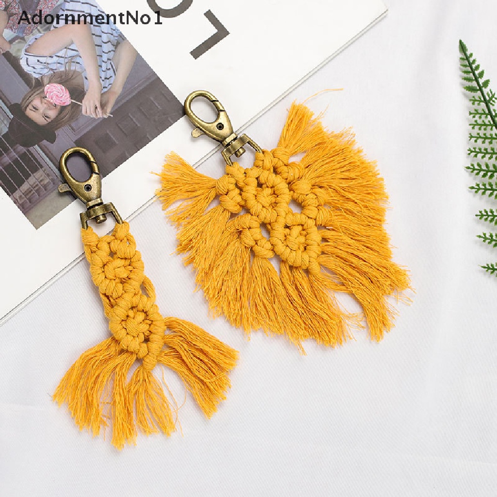 (AdornmentNo1) Gantungan Kunci Macrame Rumbai Handmade Gaya Boho Untuk Aksesoris Tas / Mobil