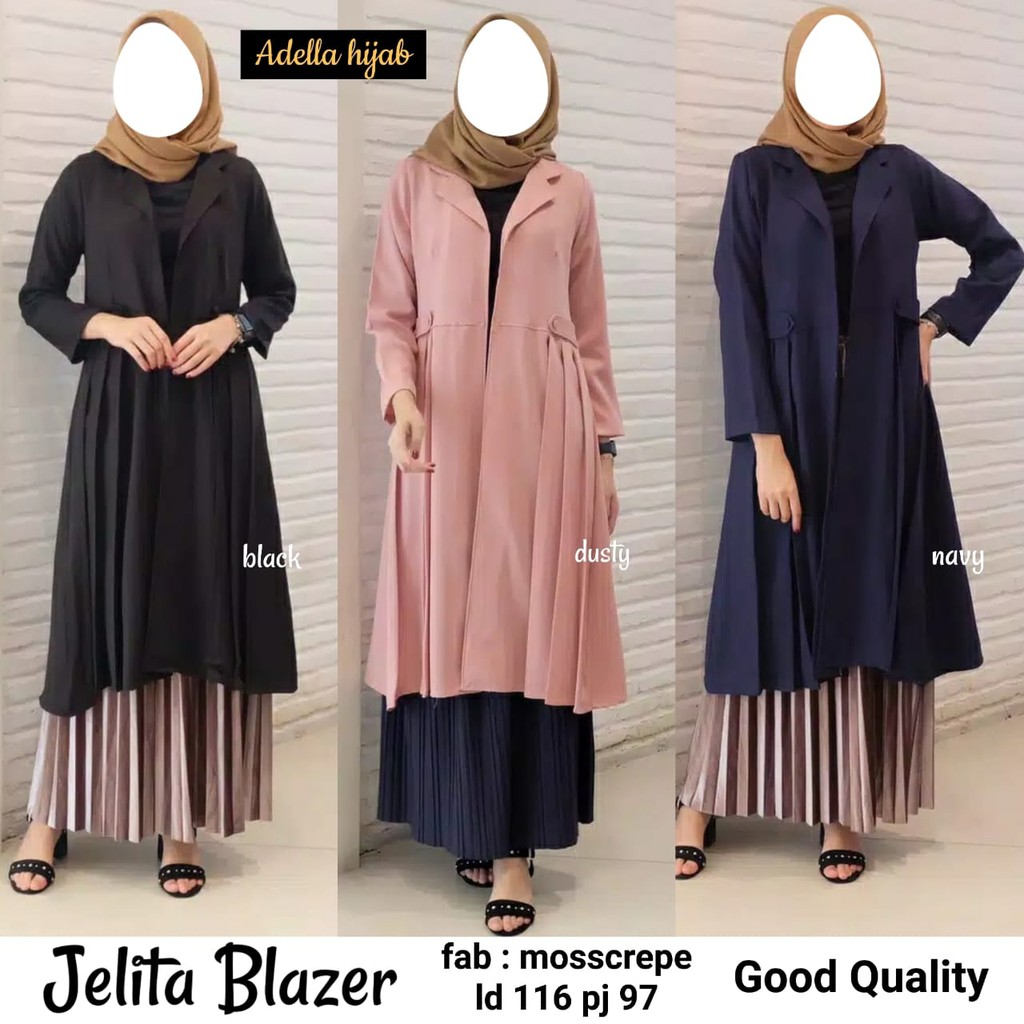 Blazer Jelita || Blazer Cantik || Blazer Moscrepe || Adella Hijab