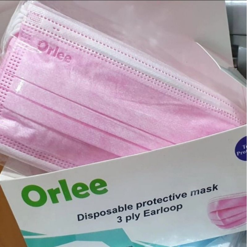 Masker Hijab 3 ply earloop headloop Warna Pink Orlee