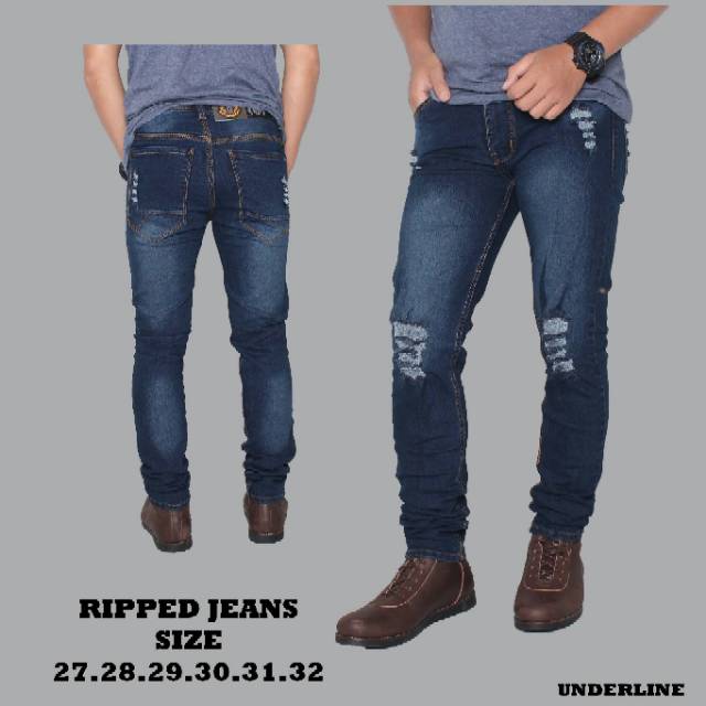 Skinny Celanajeans Celanapanjang Celanapria BH913 CELANA JEANS PRIA HITAM SLIMFIT SOBEK SOBEK COWOK