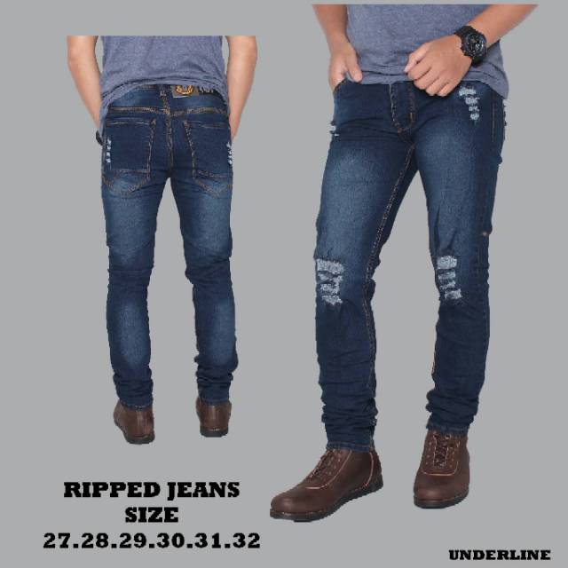 Skinny Celanajeans Celanapanjang Celanapria BH913 CELANA JEANS PRIA HITAM SLIMFIT SOBEK SOBEK COWOK