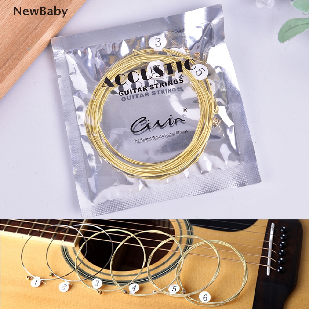 6pcs / set Senar Gitar Akustik Universal Inti Baja Kuningan Heksagonal