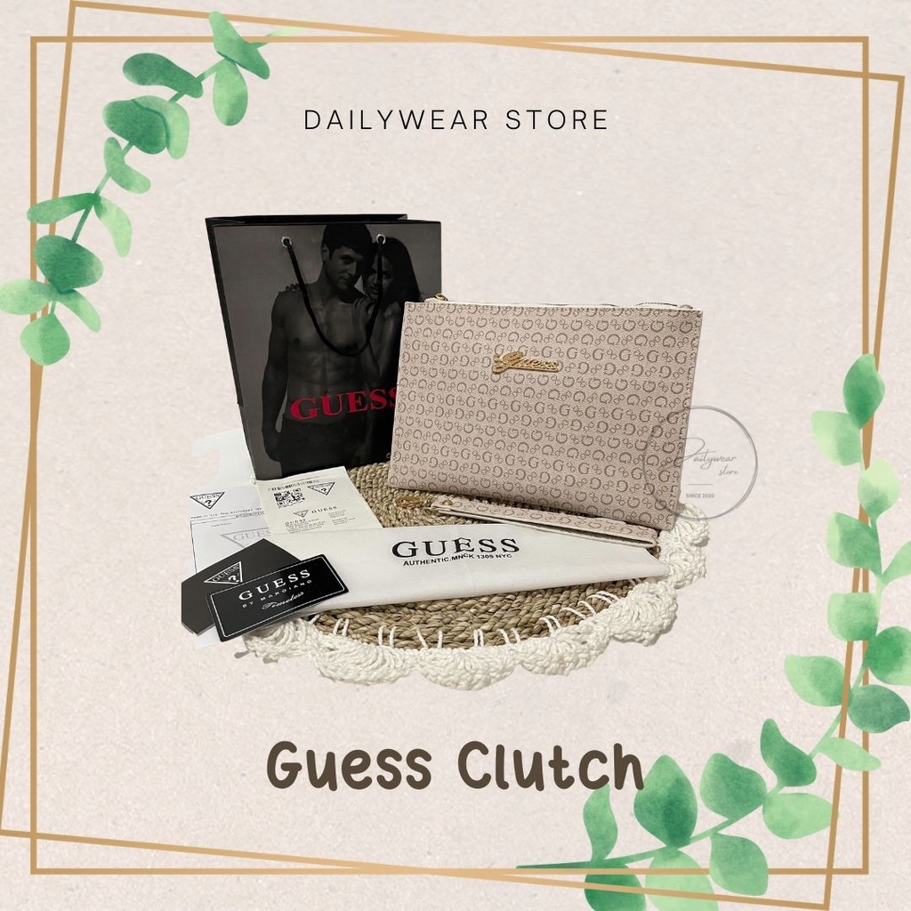 Guess Signature Clutch / Tas Wanita Kulit / Premium / Murah / Gratis Ongkir