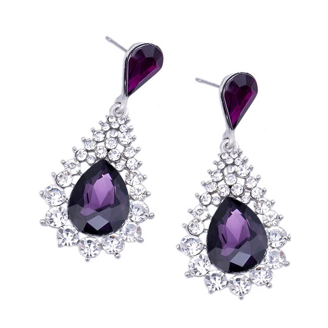 LRC Anting Tusuk Fashion Alloy Diamond Drop Earrings F5693X