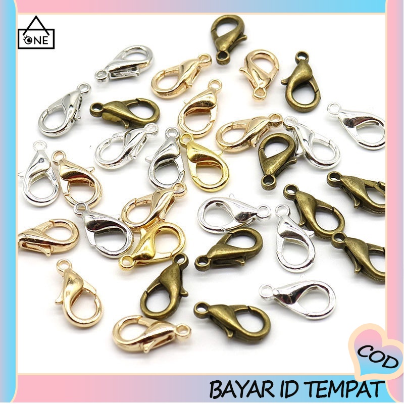 COD❤10 Pcs/Set Gesper Lobster Stainless Steel Diy Kalung Gelang Kait Rantai Konektor PembuatanA one