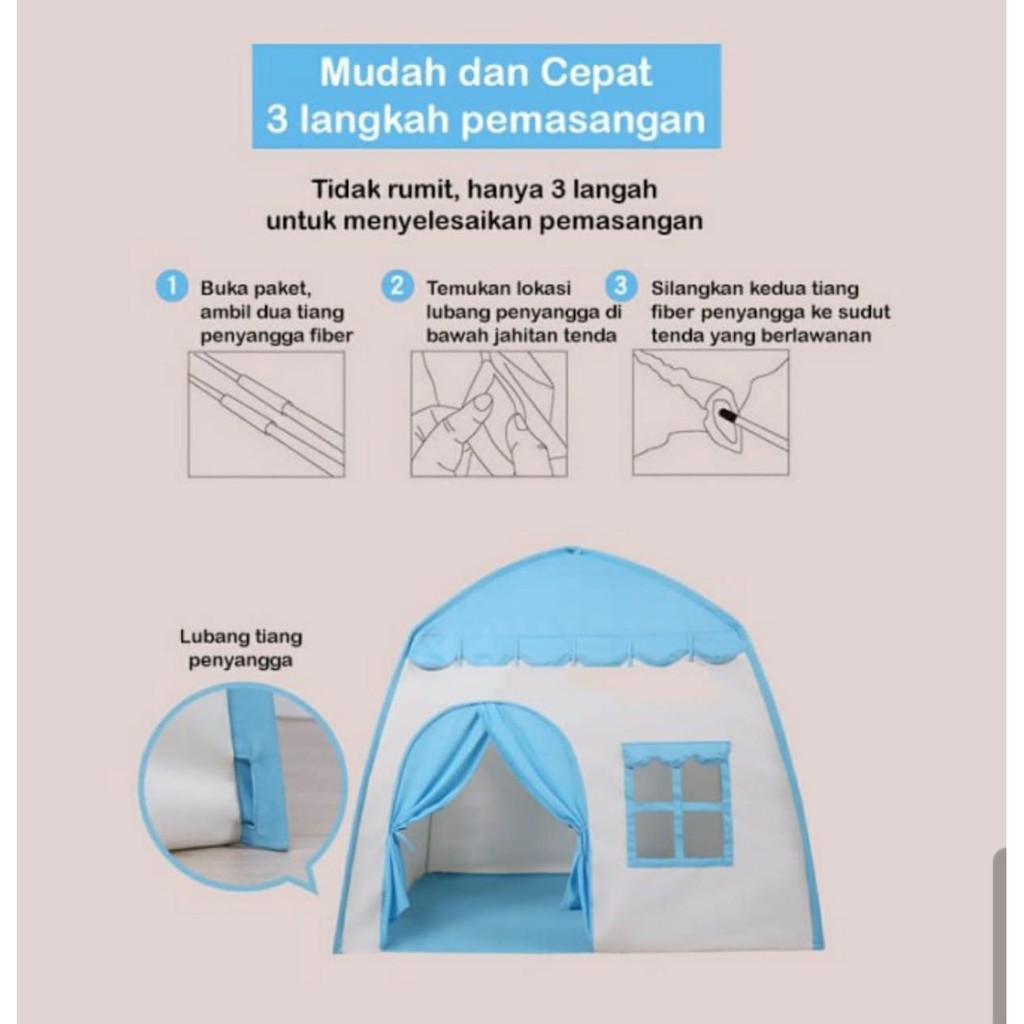 MAINAN TENDA CAMPING KEMAH BERMAIN ANAK MODEL RUMAH PRINCESS KIDS PLAY TENT