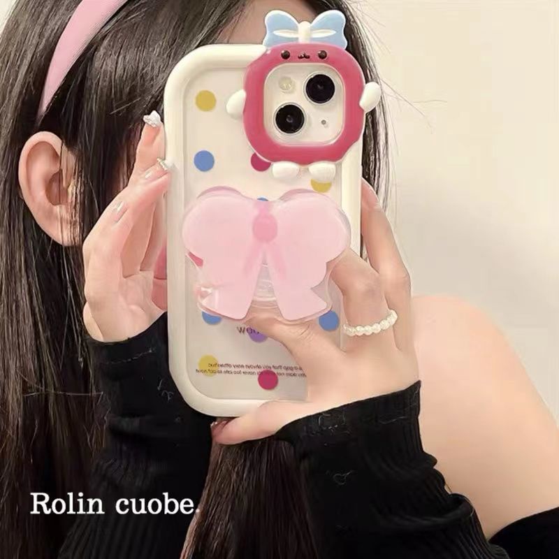 Case Hp Wanita Motif Polkadot Aksen Pita Untuk iPhone 13 / 12pro max / 11 / xs / xr hhqd