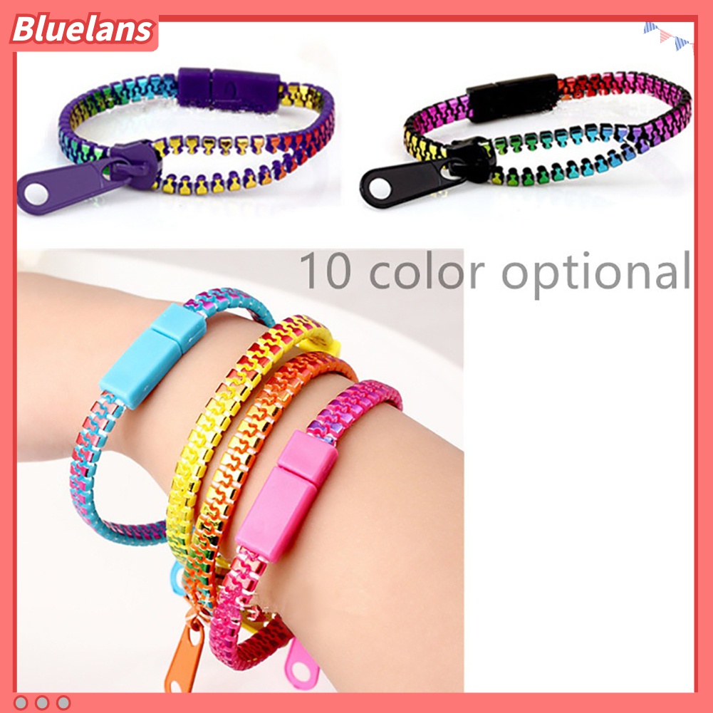 Gelang Tangan Rantai Model Ritsleting Warna-Warni Untuk Pria Dan Wanita