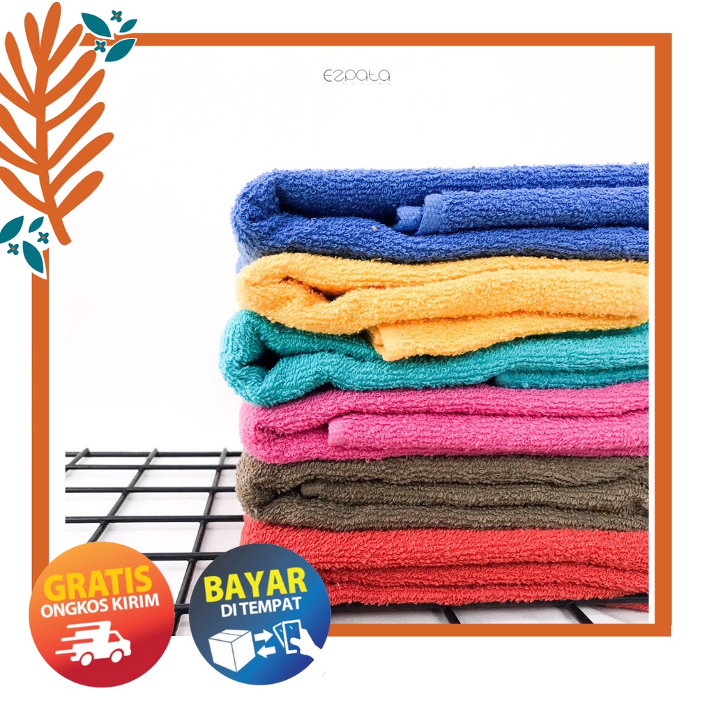 Ezpata Handuk Mandi Ukuran Tanggung Bahan Microfiber Wana Warni Motif Polos Termurah