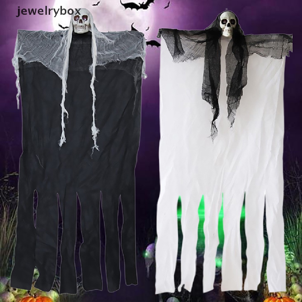 (jewelrybox) 2020 Gantungan Tengkorak Warna Hitam / Putih 100cm Untuk Dekorasi Halloween