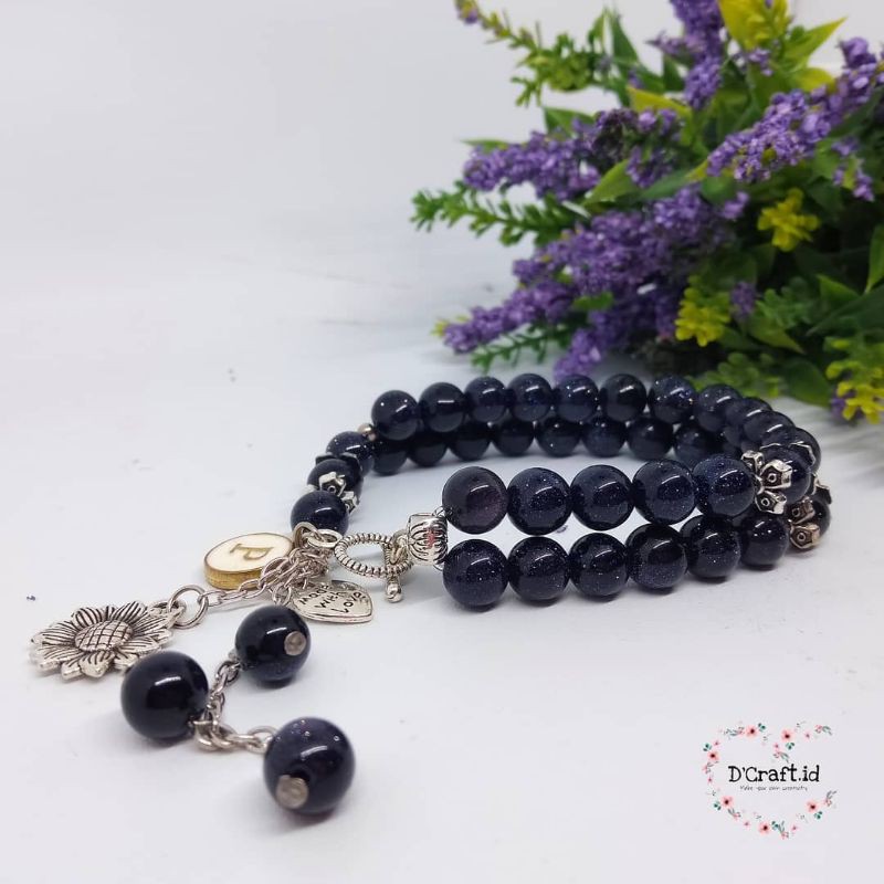 Tasbih Gelang Cantik Asli dari Batu alam Gold sand