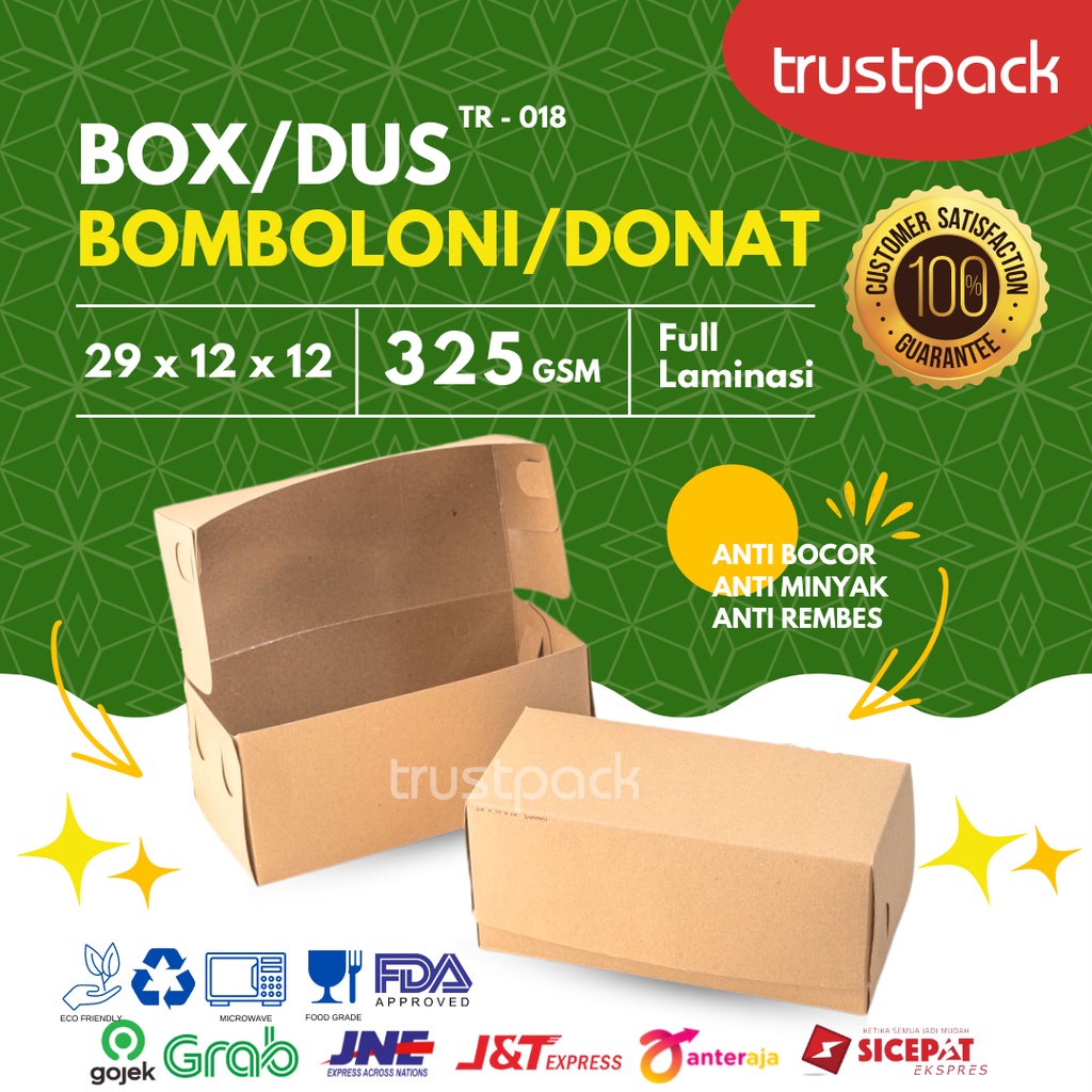 DUS KUE KARDUS KOTAK ROTI BAKAR BOMBOLINI DONAT 29x12x12 KRAFT 325 g