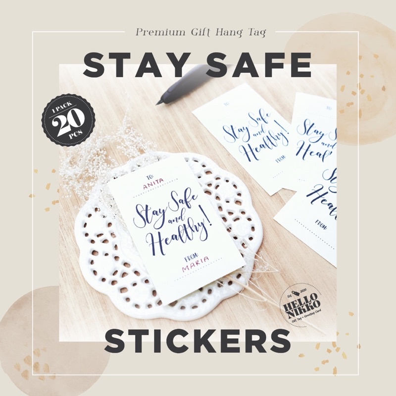 

Stay safe sticker label - Hang tag kartu ucapan kado sticker hampers parcel box dus ultah natal christmas cny ramadan lebaran