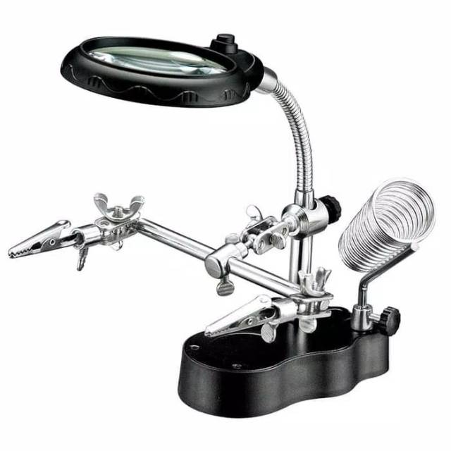 Penjepit PCB Dudukan Solder Kaca Pembesar Lampu Service LED Battery A3