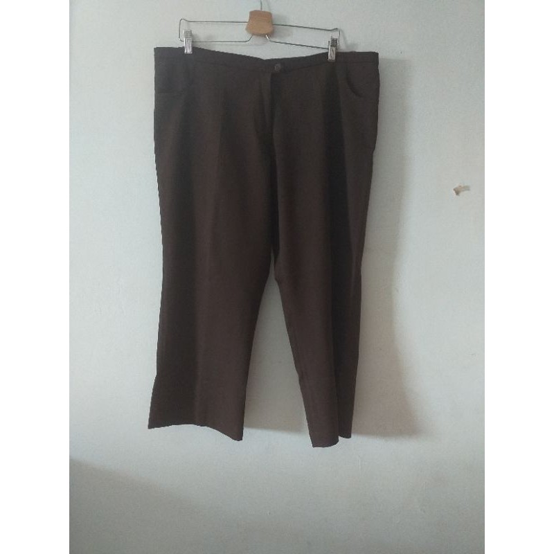 [Preloved] Celana Bahan Coklat Fit XXL Bigsize Jumbo 01