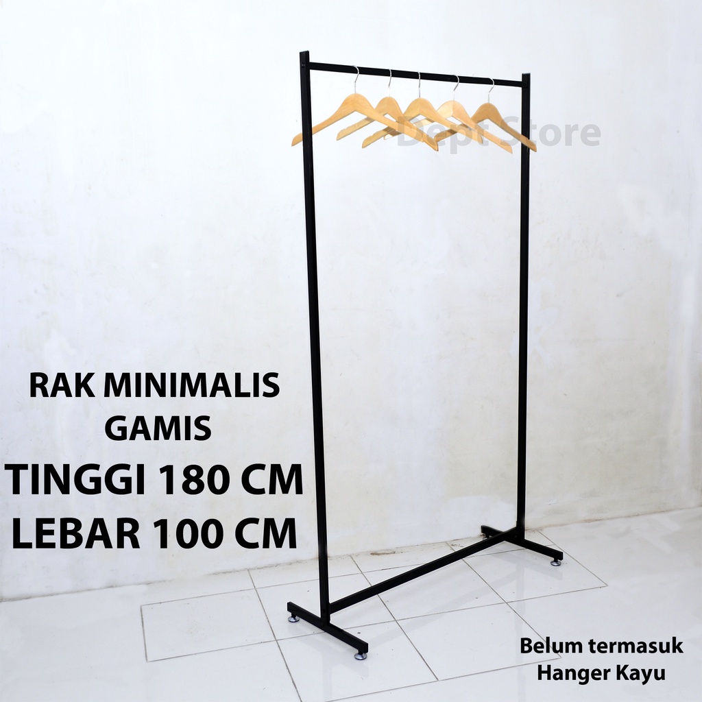 Rak Gantungan Baju GAMIS Minimalis Hitam Gawangan - Standing Hanger