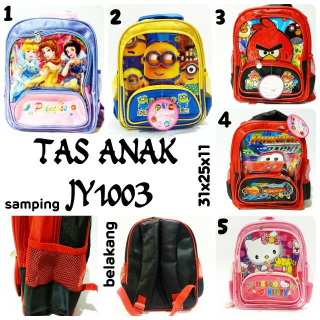 Tas ransel anak karakter JY1003 tas banyak karakter tas punggung anak murah dan terbaru