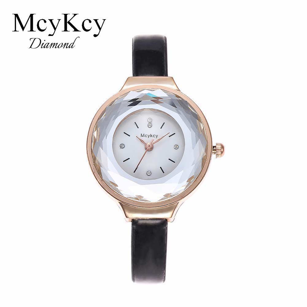 Mcykcy Diamond - Hitam Putih - Jam Tangan Leather Fashion Wanita - Model Analog