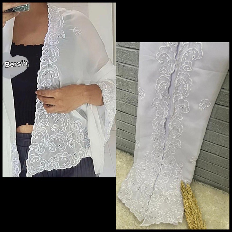 Kain kebaya Bordir Putih Bahan