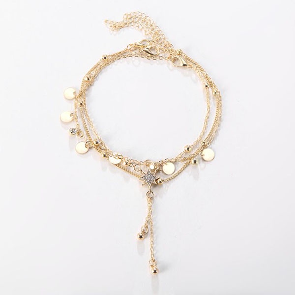 gelang kaki multi layer disc diamond anklet jge111 (1H3)