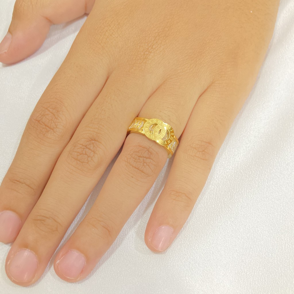 noin_acc Cincin Fashion wanita Titanium Anti Karat Korean Style Satu Permata CNT-026