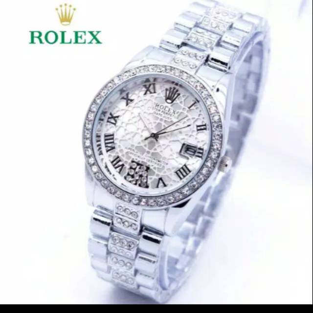 Promo jam tangan wanita merk ROLEX rantai fashion tanggal