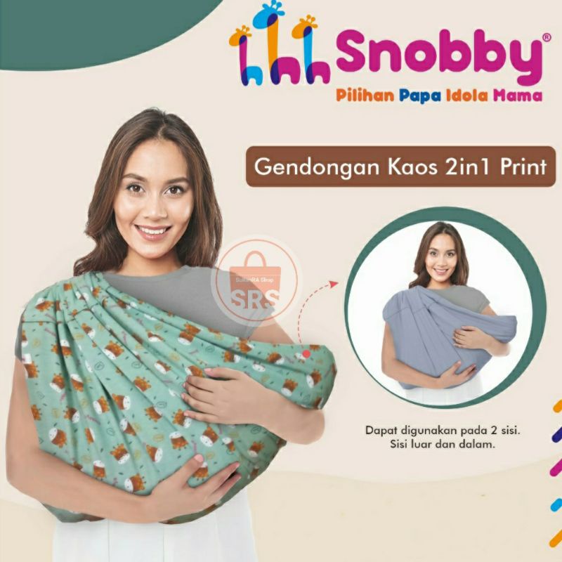 Snobby Geos 2 in 1 Print Twiza XL, L, M, Bolak Balik Gendong Bayi Instan Jumbo | Gendongan Kaos Cukin instan