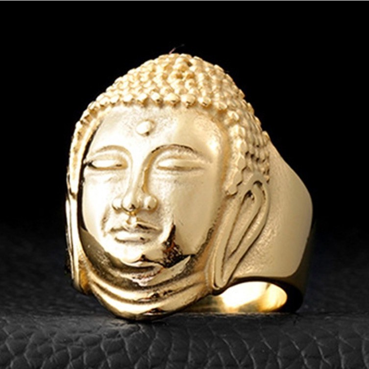 Cincin Pria Motif Uman Buddha Gaya Punk