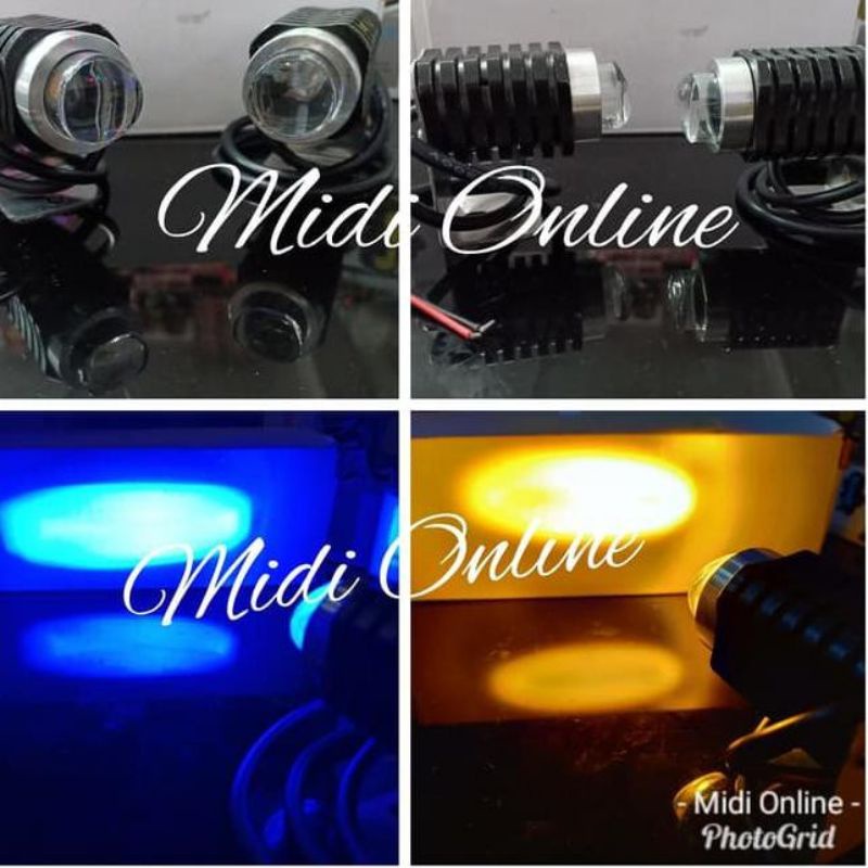 Lampu Tembak Sorot Led C2 Mini Lensa Motor Cat Eye 3Mode bisa flash