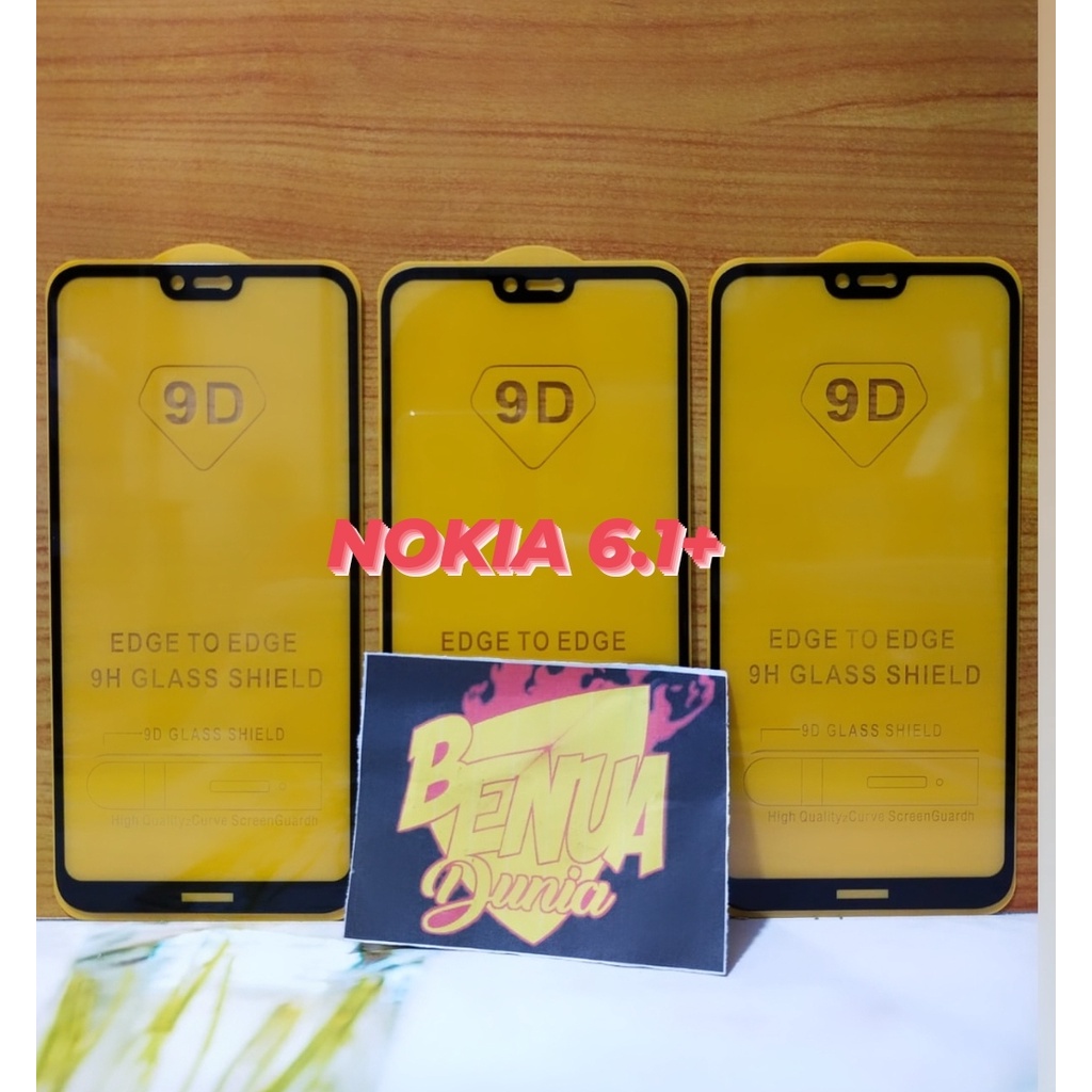 ANTI GORES KACA NOKIA 6.1+ - TEMPERED GLASS FULL LEM 9D TEMPER GLASS NOKIA 6.1+  - BD