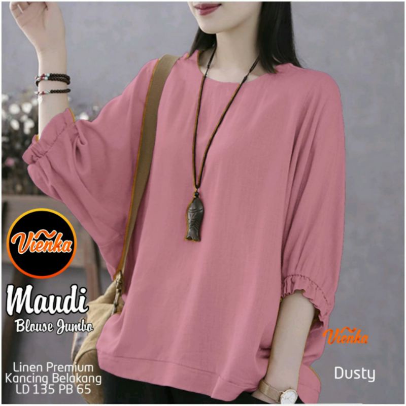 Maudi blouse katun linen LD 130 Jumbo XXXL