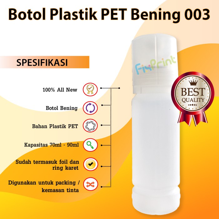 Botol Plastik PET Bening 70ml For packing atau kemasan tinta