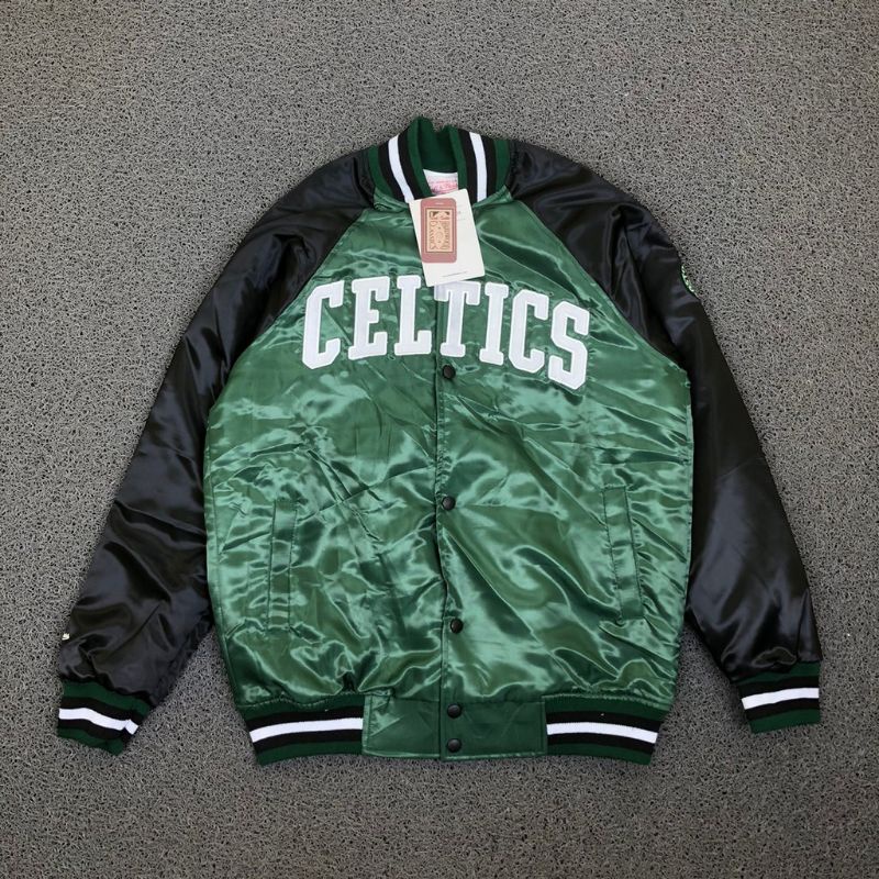 BOMBER VARSITY MITCHELL&amp;NESS CELTICS LAKERS CLEVELAND HITAM AUTHENTIC PREMIUM