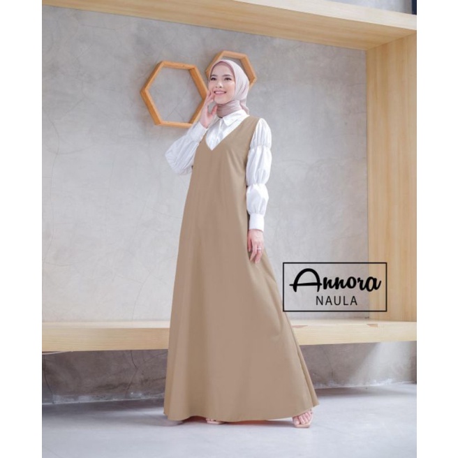 Gamis Abaya Polos / Outer Dress Panjang / Noula Set by Annora