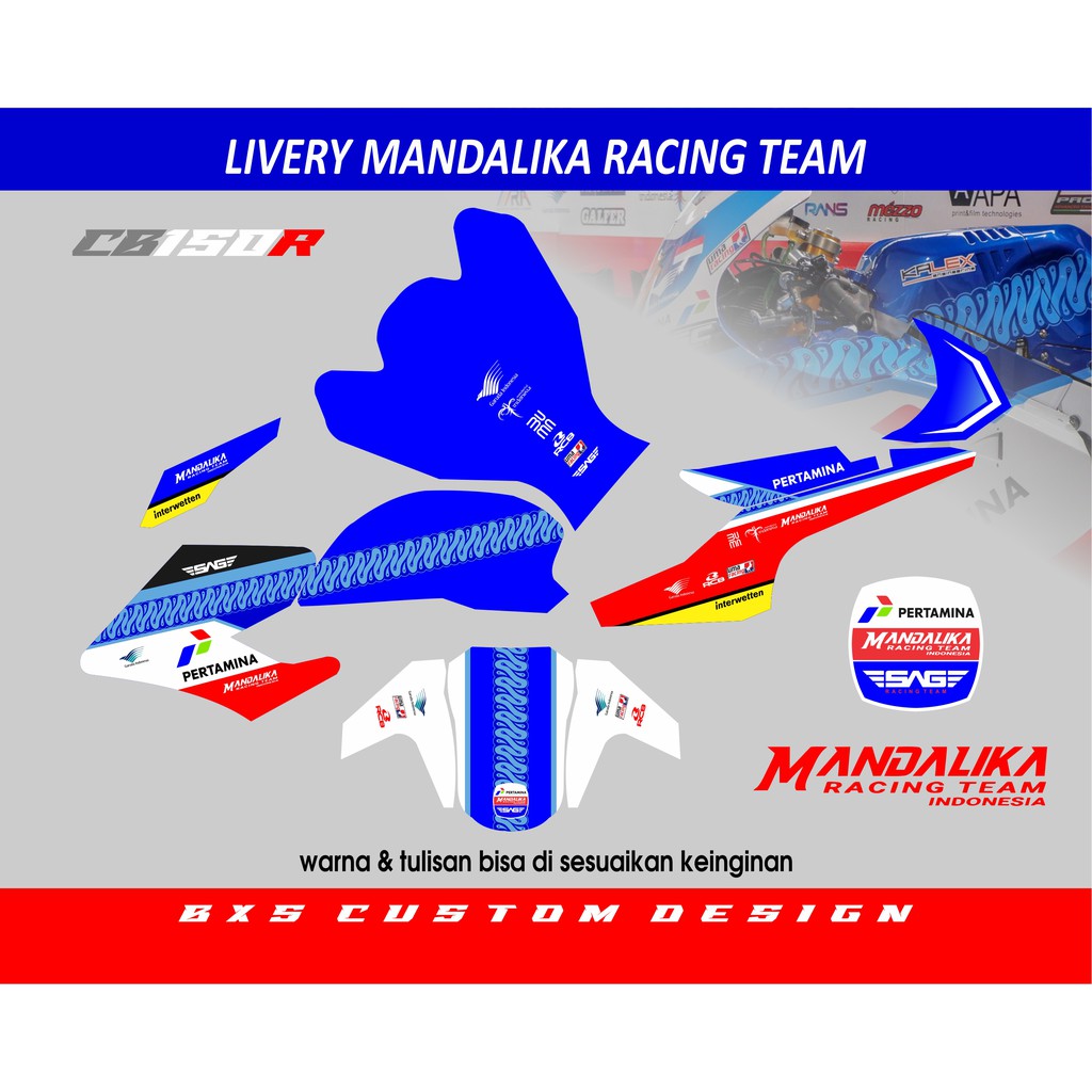 STICKER DECAL CB150R LIVERY MANDALIKA RACING TEAM SAG