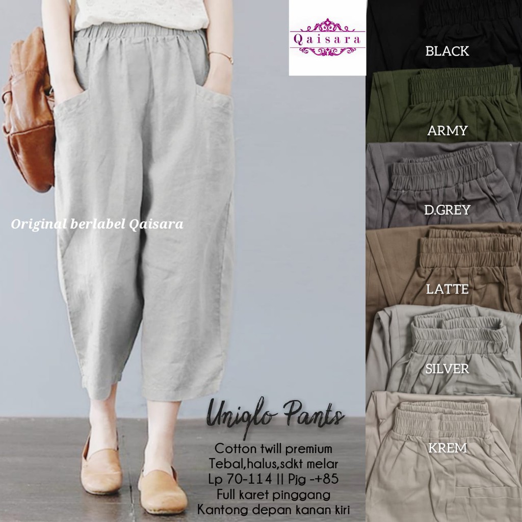 CELANA BASIC JUMBO POLOS BAHAN TWILL PREMIUM/ UNIQLO PANTS