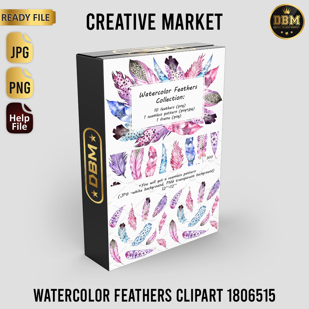 Watercolor Feathers Clipart - JPEG Ultra HD