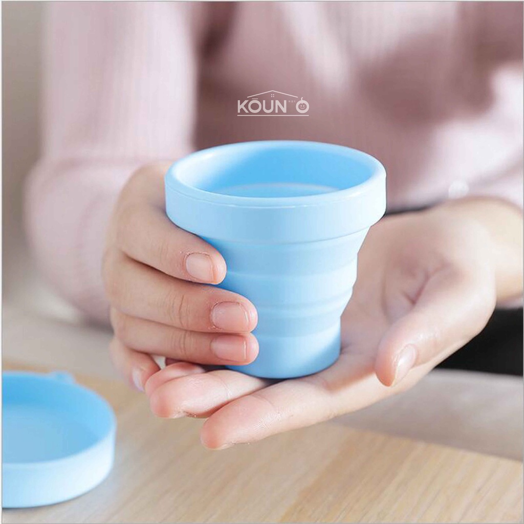 Cangkir Gelas Lipat Tarik Wadah Tempat Minum Silikon Anti Pecah Portable Travel Silicone Folding Cup