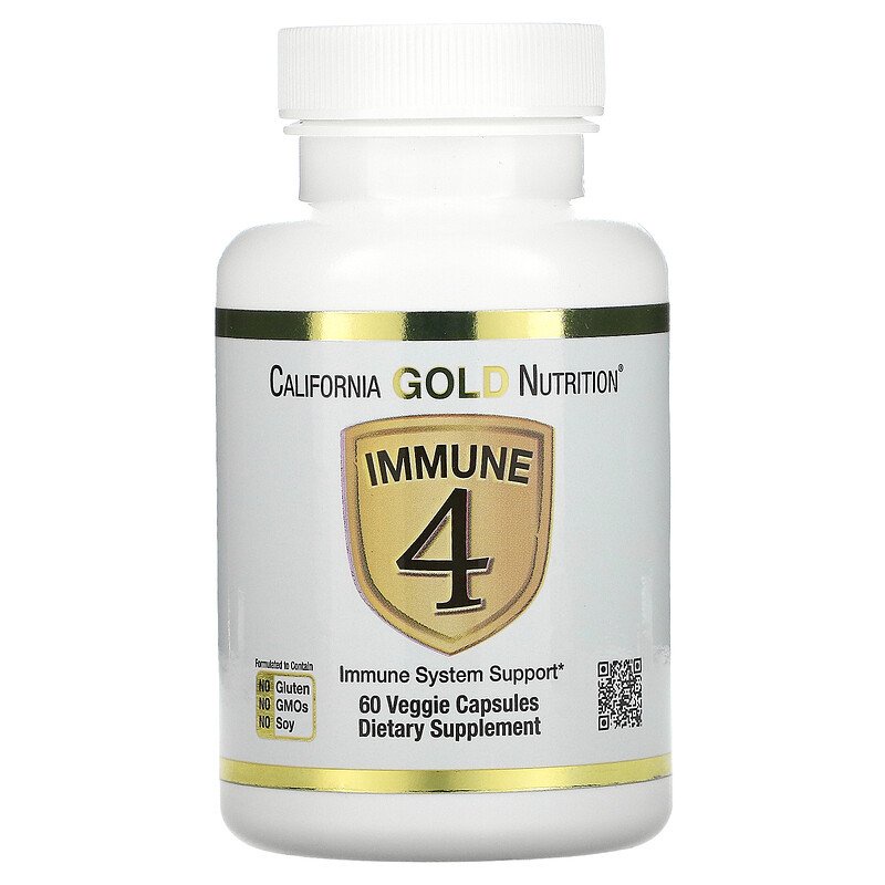 CALIFORNIA GOLD NUTRITION Immune 4 - 60 & 180 Capsules