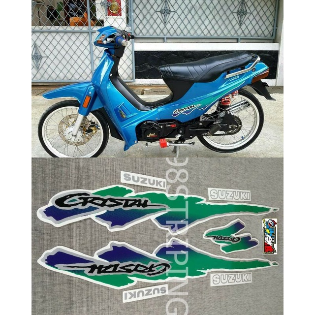 STRIPING CRYSTAL TUNE HIJAU 1994 STIKER SUZUKI LIS STANDAR ORI