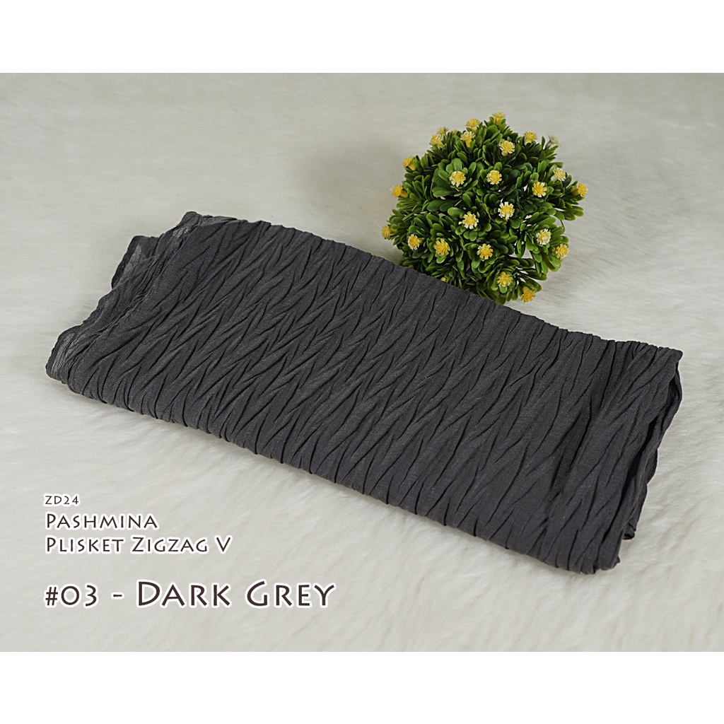 Plisket Model V / Zigzag - Pleated Shawl / Pashmina HAZEL by Luulu Scarf-#03 - Dark Grey