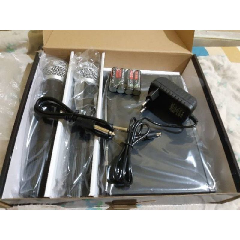 FREE BUBBLE mic wireless kenwood KW99 pro double handle mic kenwood KW 99pro profesional wireless microphone mic wireless murah good quality