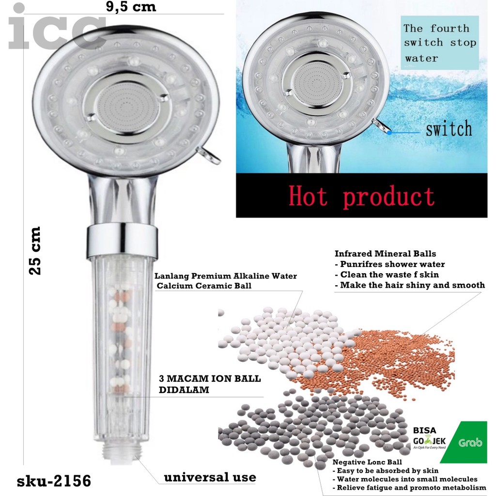 KEPALA SHOWER Mineral Ion 4 IN 1 shower Head I SHOWER SPA Merk ICC V2156