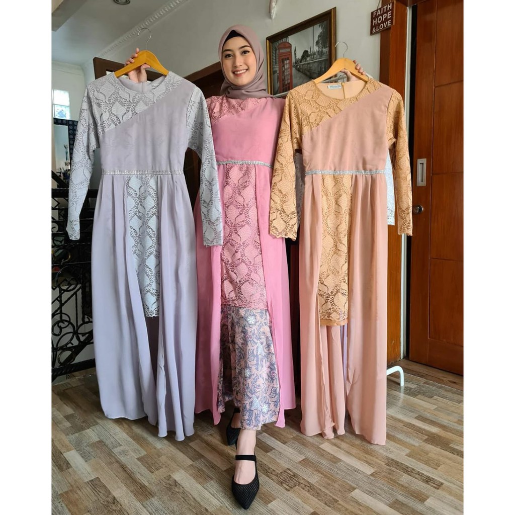 PB&gt; SET KEBAYA ALENA CERUTI - KEBAYA BRUKAT MODERN - KEBAYA BRUKAT KOMBINASI CERUTI IMPORT