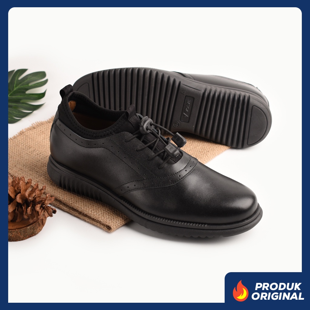 ORCA LEATHER BLACK ORIGINAL x VOLVE PROJECT Sepatu Kulit Sapi Asli Full Hitam Pria Semi Formal Pantofel Kerja Kantor Dinas Resmi Guru PNS Kantoran Pesta Undangan Kondangan Wedding Wisuda Oxford Genuine Leather Footwear Big Size Jumbo Ukuran Besar 44 Keren